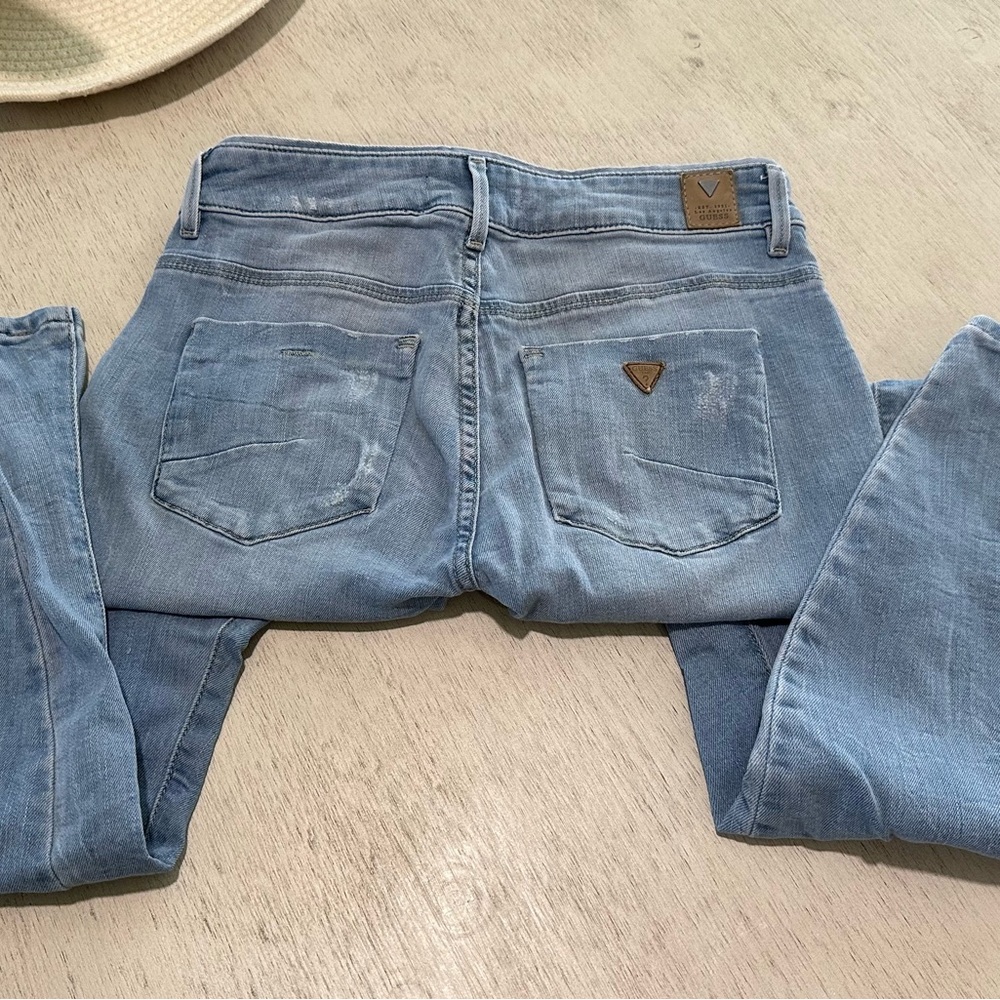 Guess Light Blue Skinny Jeans with Zipper Accents - Picture 2 of 10